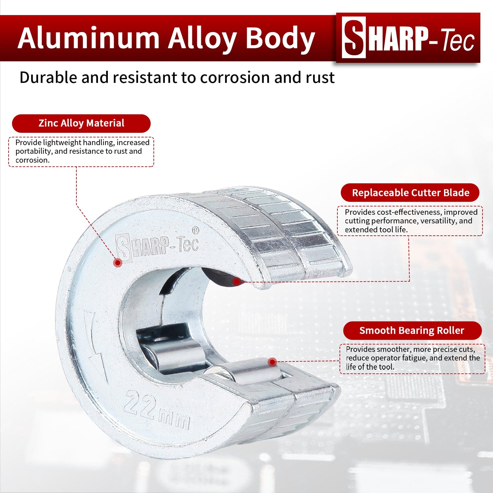 Sharp-Tec 15mm & 22mm Pipe Slicer Set Zinc Alloy